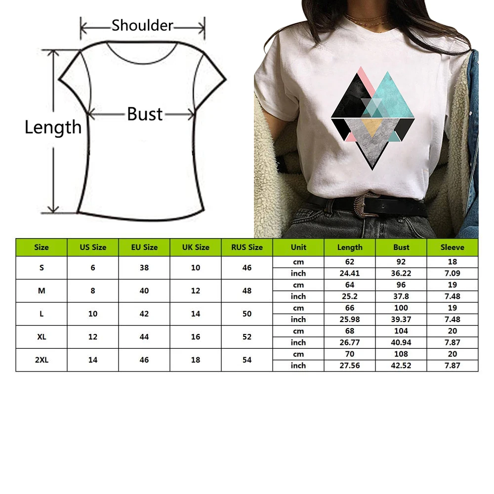 2021 New Summer Geometric Figure Print T Shirt Women White Tshirt Harajuku Fashion T-shirt Leisure Female Tops Oversized Clothes
2021 New Summer Geometric Figure Print T Shirt Women White Tshirt Harajuku Fashion T-shirt Leisure Female Tops Oversized Clothes