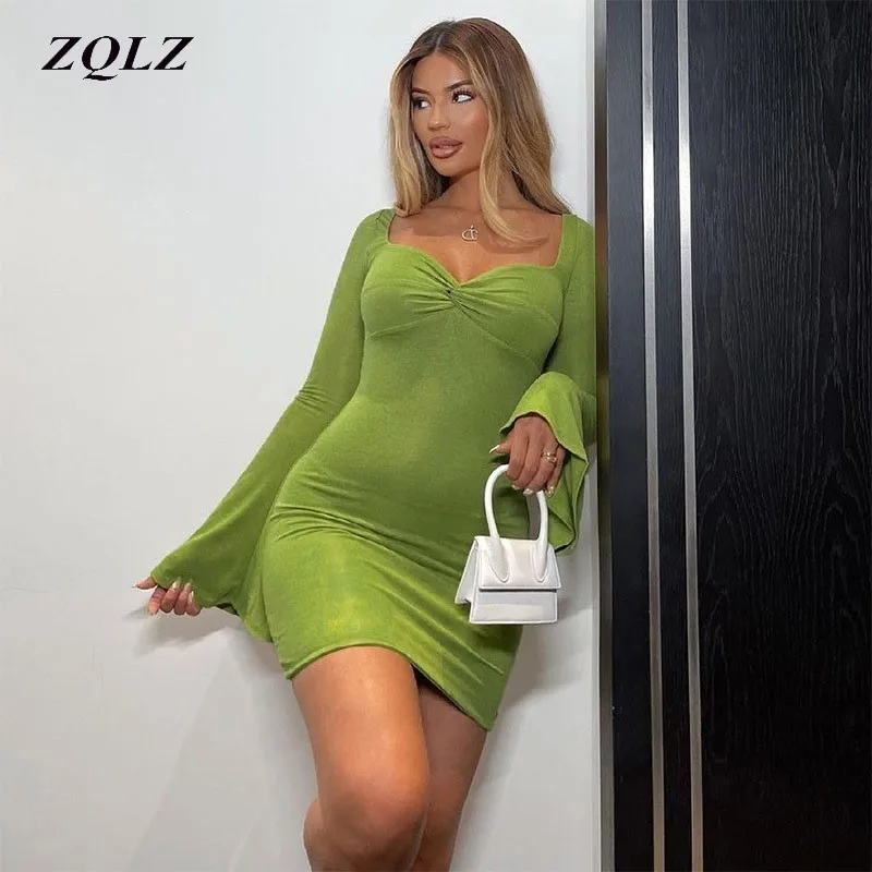 ZQLZ Women Dress Sexy Mini Vestido Para Mulher Gola Quadrada Manga Longa Bandagem Vestido De Festa Sem Costas Vintage Vestidos
ZQLZ Women Dress Sexy Mini Vestido Para Mulher Gola Quadrada Manga Longa Bandagem Vestido De Festa Sem Costas Vintage Vestidos