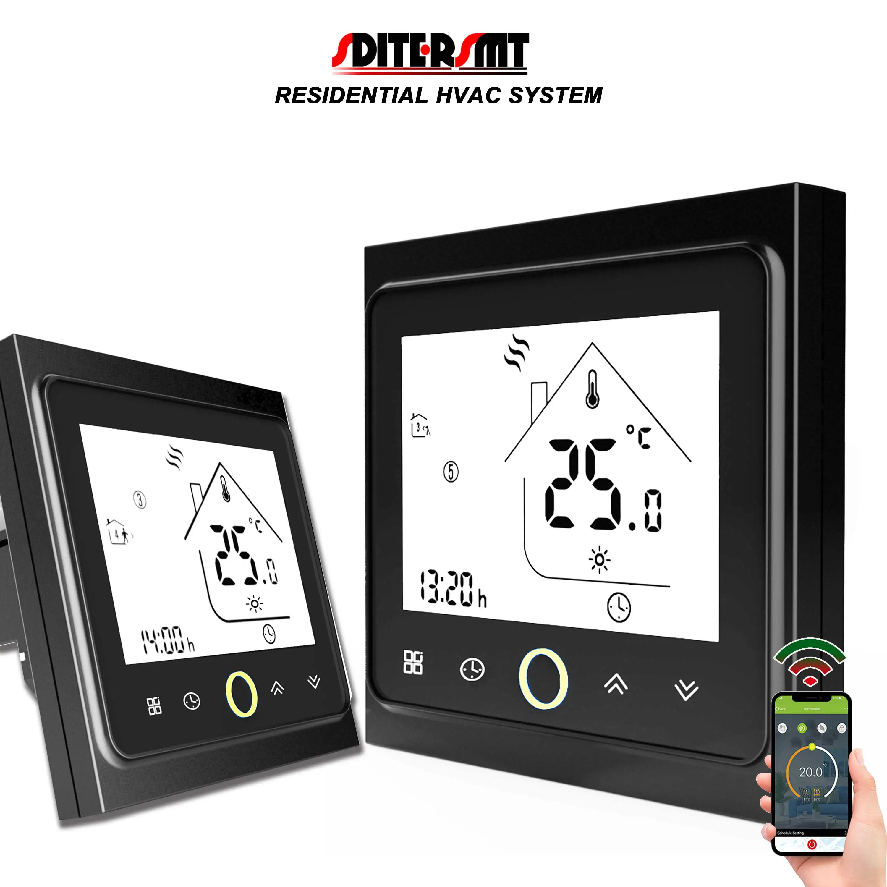 Residential HVAC System WIFI Smart Thermostat Temperature Controller for Water Heater NC/NO Switch By RS485&MODBUS Optional
Residential HVAC System WIFI Smart Thermostat Temperature Controller for Water Heater NC/NO Switch By RS485&MODBUS Optional