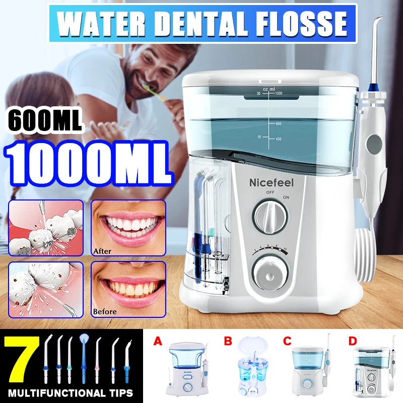 Nicefeel 1000ml Electric Oral Irrigator Teeth Cleaner Care Dental Flosser SPA Water Flosser + 7 Pcs Jet Tips
Nicefeel 1000ml Electric Oral Irrigator Teeth Cleaner Care Dental Flosser SPA Water Flosser + 7 Pcs Jet Tips