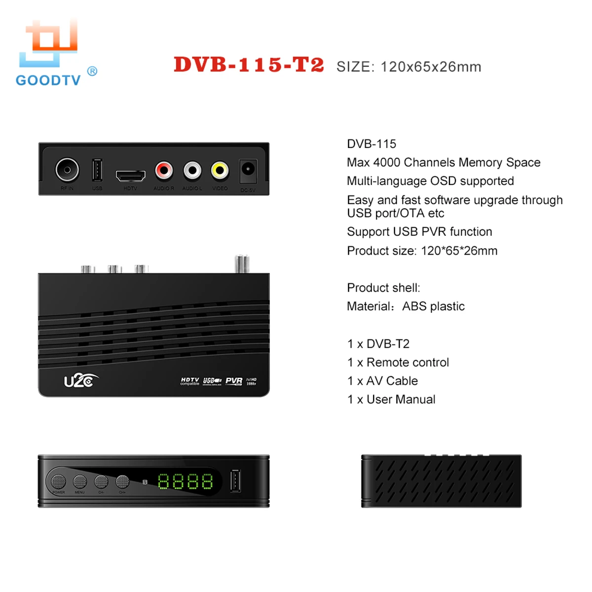 ТВ тюнер DVBT2 DVB T с приставкой T2 Vga цифровой бокс H.264 HD Wifi ресивер поддержкой AC3 PVR EPG