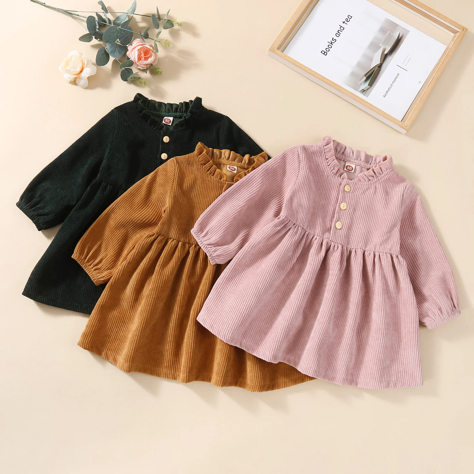 Girls Kids Dress Girls Solid Color Round Neck Long Sleeve Ruffles Corduroy Dresses Spring Autumn Baby Girls Clothes 1-4 Years
Girls Kids Dress Girls Solid Color Round Neck Long Sleeve Ruffles Corduroy Dresses Spring Autumn Baby Girls Clothes 1-4 Years