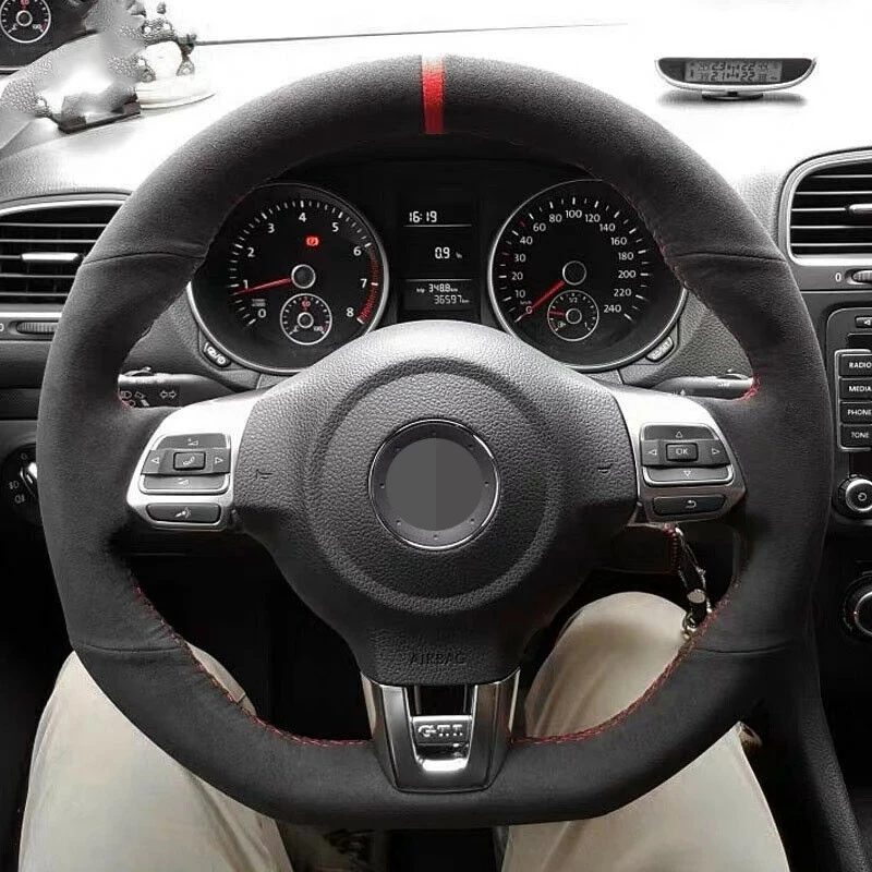 Hand-Stitched Soft Black Genuine Leather Suede Car Steering Wheel Cover For Volkswagen Golf 6 GTI MK6 / Polo GTI / Scirocco R
Hand-Stitched Soft Black Genuine Leather Suede Car Steering Wheel Cover For Volkswagen Golf 6 GTI MK6 / Polo GTI / Scirocco R