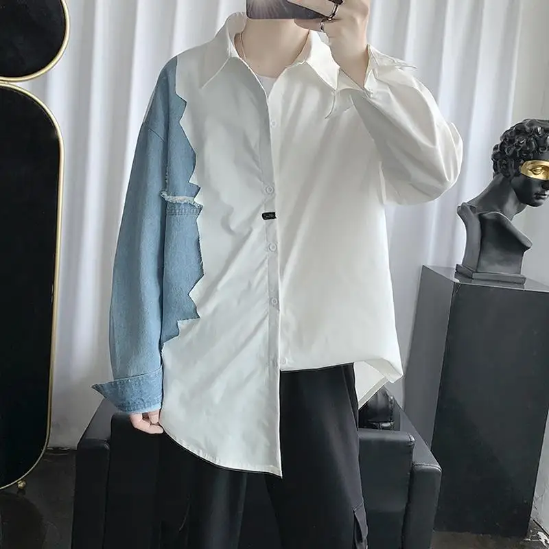 2020 Autumn Denim Stitching Long-Sleeved Shirt Men's Korean Personality Trend Ruffian Handsome Bf Harajuku Style Jacket
2020 Autumn Denim Stitching Long-Sleeved Shirt Men's Korean Personality Trend Ruffian Handsome Bf Harajuku Style Jacket