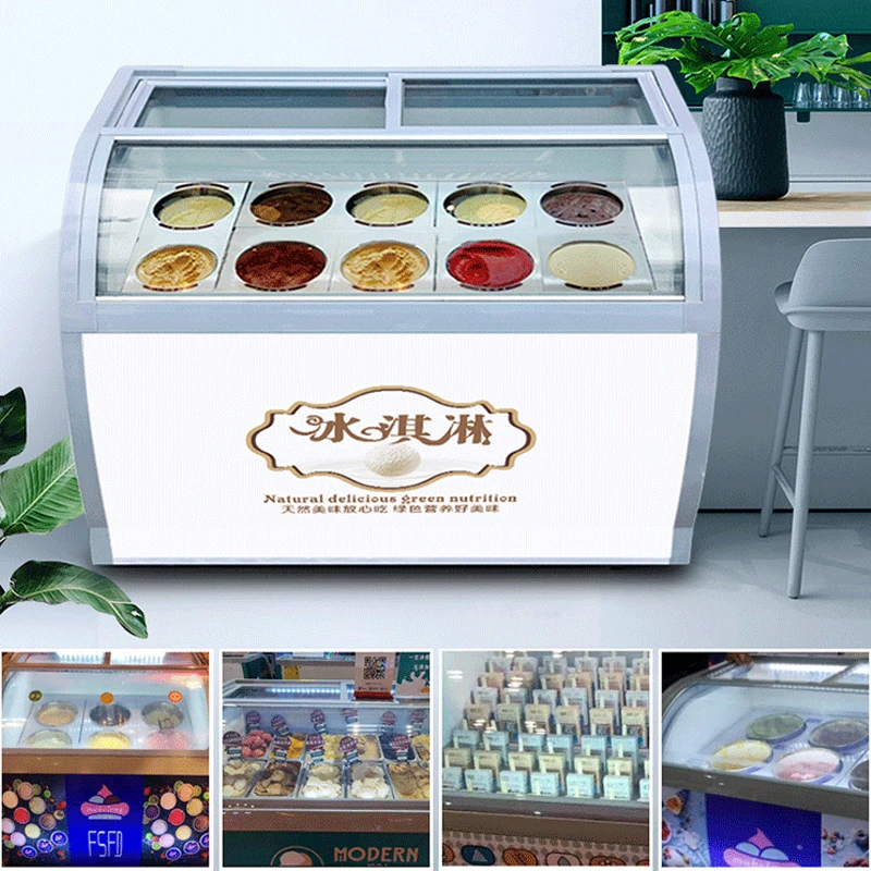 

Commercial Desktop Ice Cream Showcase large Capacity Popsicle Showcase Freezers Cold Drink Shops Hard Ice Cream Display Cabinet
