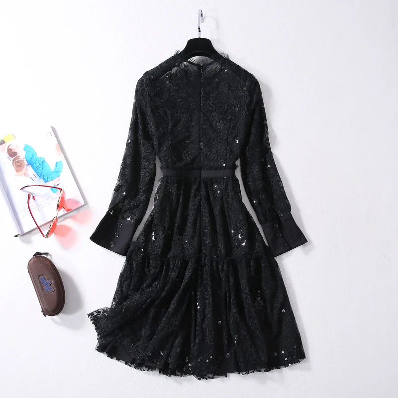 Вечерние осень Черное женское платье с оборками, элегантное платье с кружевными цветами платья, расшитые блестками, с вышивкой Женские праз...
Вечерние осень Черное женское платье с оборками, элегантное платье с кружевными цветами платья, расшитые блестками, с вышивкой Женские праз...