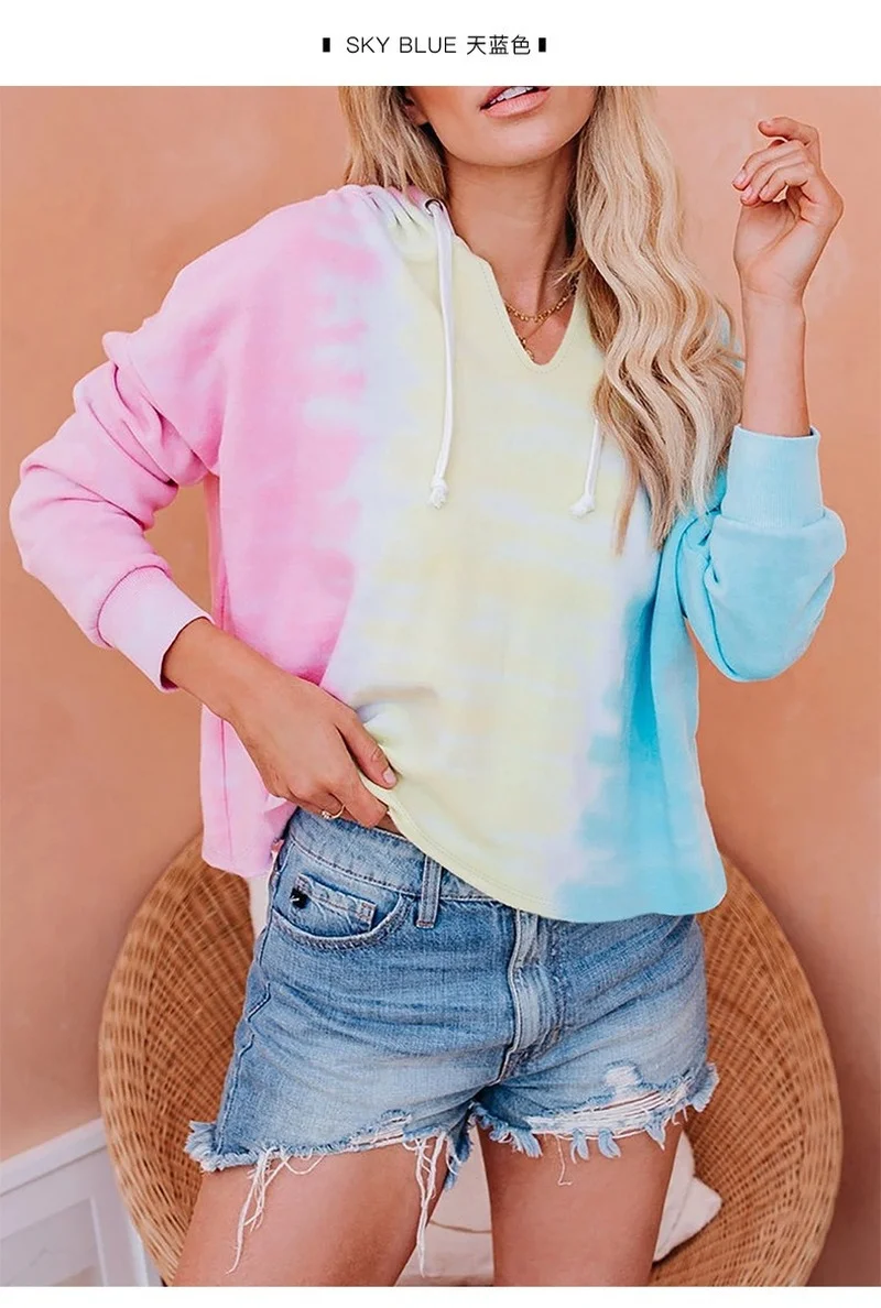 Fashion Women Sweater New Autumn Casual Hot Sale V-neck Pullover Hooded Tie-dye Gradient Loose Knit Drawstring Sweater
Fashion Women Sweater New Autumn Casual Hot Sale V-neck Pullover Hooded Tie-dye Gradient Loose Knit Drawstring Sweater