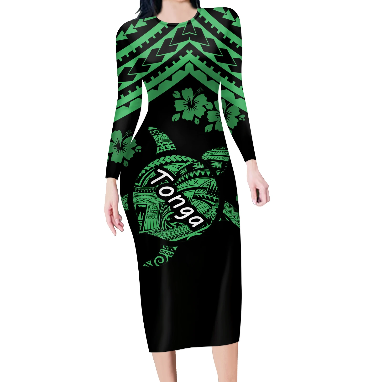 Long Sleeve Elegant Green And Black Dress Turtle Totem Print Women Autumn Party Modest Bodycon Evening Dress Winter
Long Sleeve Elegant Green And Black Dress Turtle Totem Print Women Autumn Party Modest Bodycon Evening Dress Winter