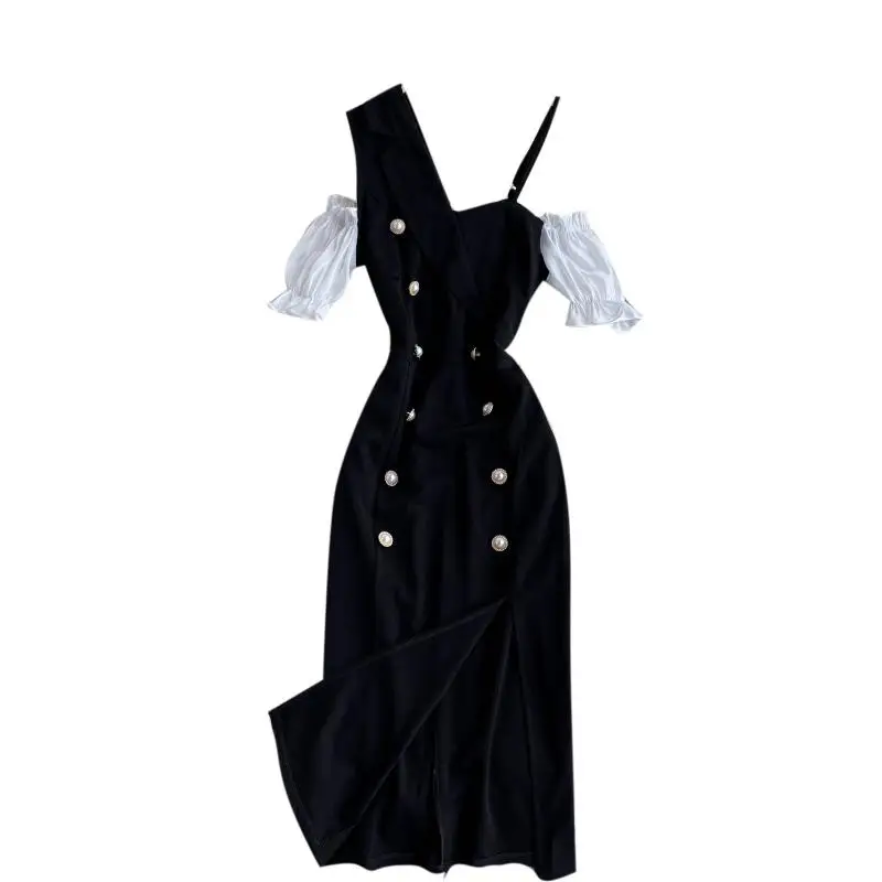 Online Celebrity Lady Temperament Banquet Formal Dress 2020 New Design Sense Hollow out Shoulder-Baring Dungaree Dress Female 
Online Celebrity Lady Temperament Banquet Formal Dress 2020 New Design Sense Hollow out Shoulder-Baring Dungaree Dress Female