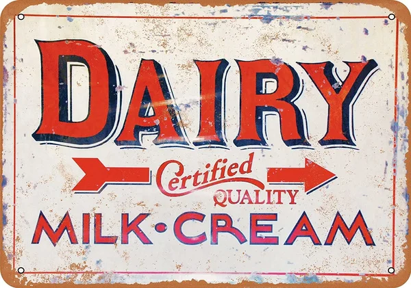 8x12 inches Aluminum Metal Sign - Dairy Certified Quality Milk and Cream - Vintage Look
8x12 inches Aluminum Metal Sign - Dairy Certified Quality Milk and Cream - Vintage Look