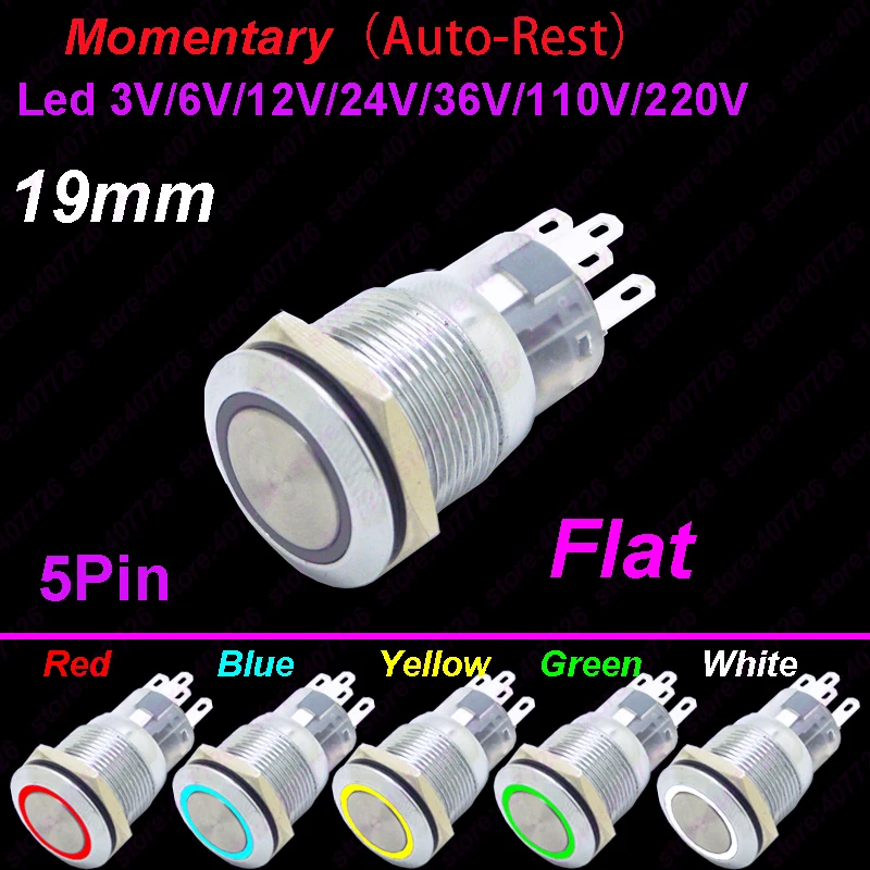 1PC 19MM Power Start Push Button With LED 12V/24V Momentary Auto Reset Ring Indication illuminated Car Dash Power Metal Switch 
1PC 19MM Power Start Push Button With LED 12V/24V Momentary Auto Reset Ring Indication illuminated Car Dash Power Metal Switch