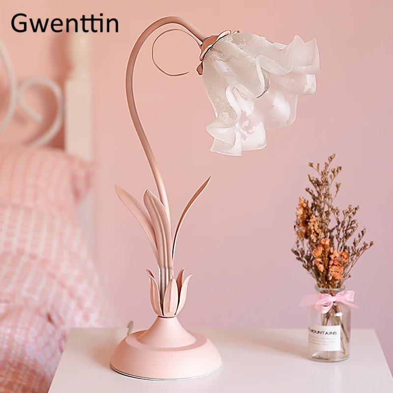 Светодиодный настольный светильник принцессы с розовым цветком домашний декор