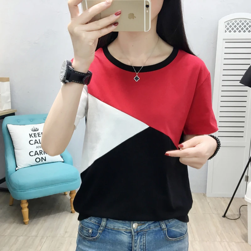 Patchwork T Shirt Women Contrasting Colors Big Size Summer 2020 Womens Tshirt Casual T-Shirt Female Short Sleeve Tee Shirt Femme
Patchwork T Shirt Women Contrasting Colors Big Size Summer 2020 Womens Tshirt Casual T-Shirt Female Short Sleeve Tee Shirt Femme