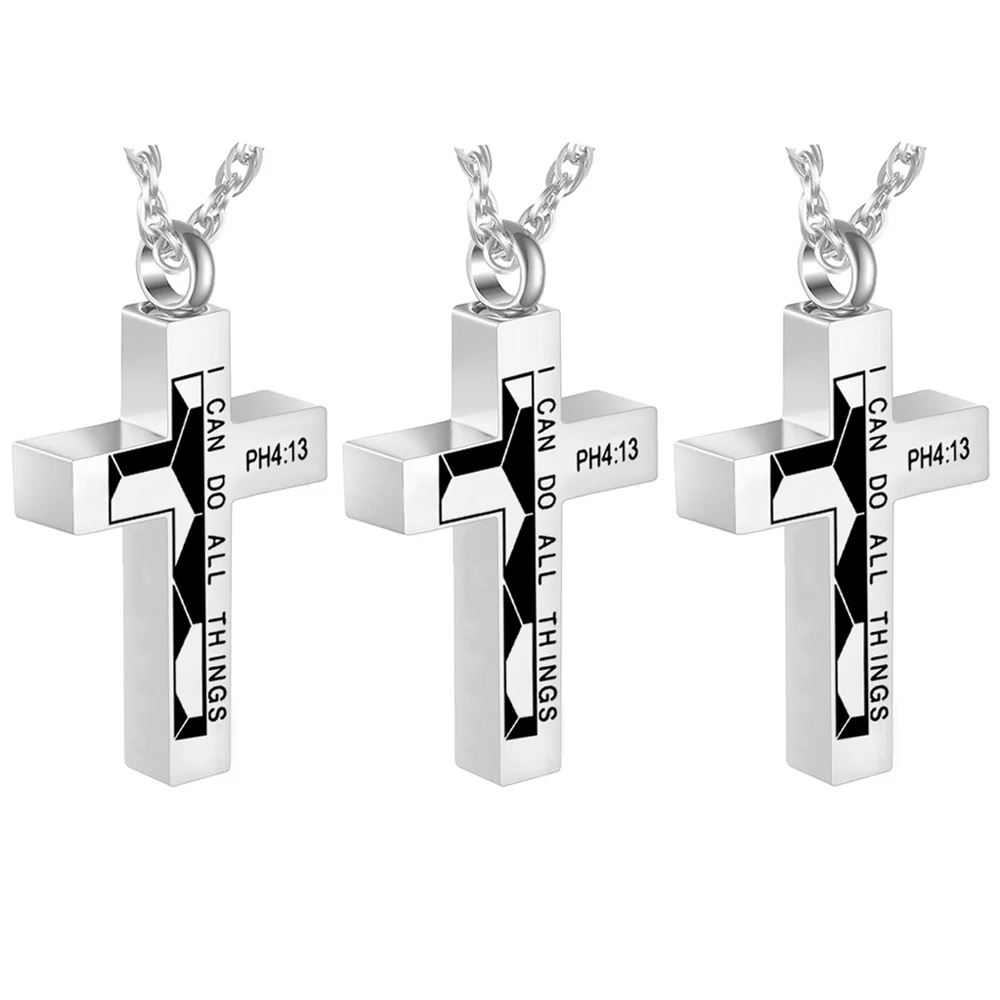 Black/Silver Cross Urn Necklaces for Ashes Stainless Steel Memorial Pet Urn Necklace Cremation Jewelry Cross Urns for Human Ash 
Black/Silver Cross Urn Necklaces for Ashes Stainless Steel Memorial Pet Urn Necklace Cremation Jewelry Cross Urns for Human Ash