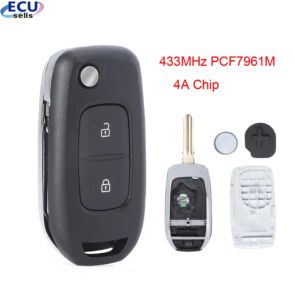 2 Button Remote Key Fob FSK433MHz PCF7961M 4A Chip Flip for Renault Dacia Logan II 2018 2019 2020 | Автомобили и мотоциклы