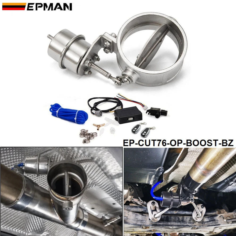 Exhaust Control Valve Set With Boost Actuator Cutout 3"76mm Pipe CLOSED with Wireless Remote Controller Set EP-CUT76-CL-BOOST-BZ
Exhaust Control Valve Set With Boost Actuator Cutout 3"76mm Pipe CLOSED with Wireless Remote Controller Set EP-CUT76-CL-BOOST-BZ
