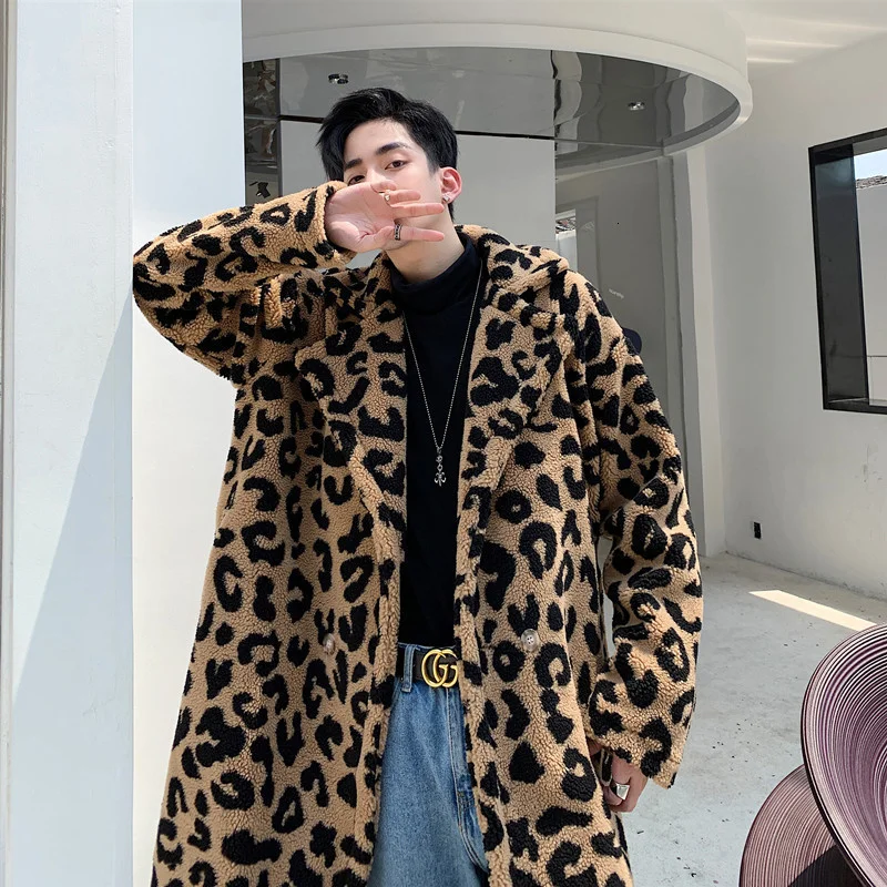 Streetwear Outerwear Lovers Overcoat Leopard Print Windbreaker Men Coat Vintage Leopard Faux Fur Loose Long Trench Jacket Male
Streetwear Outerwear Lovers Overcoat Leopard Print Windbreaker Men Coat Vintage Leopard Faux Fur Loose Long Trench Jacket Male