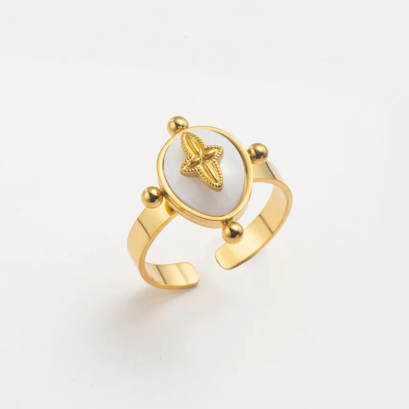 European And American Fashion Opening Natural Shell Ring Ins Design Retro Simple And Versatile 14k Gold Stainless Steel Ring
European And American Fashion Opening Natural Shell Ring Ins Design Retro Simple And Versatile 14k Gold Stainless Steel Ring