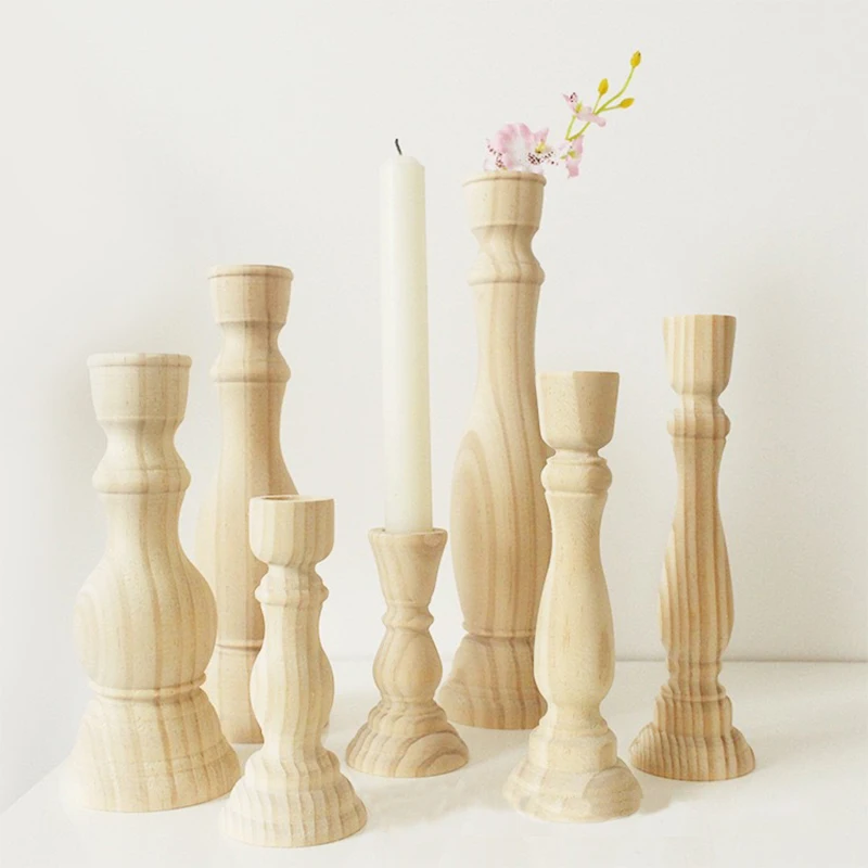 7 Styles Vintage Wood Candlestick Holder Unpainted Wood Classic Craft Candle Holders for Wedding Parties Everyday Home Decor
7 Styles Vintage Wood Candlestick Holder Unpainted Wood Classic Craft Candle Holders for Wedding Parties Everyday Home Decor