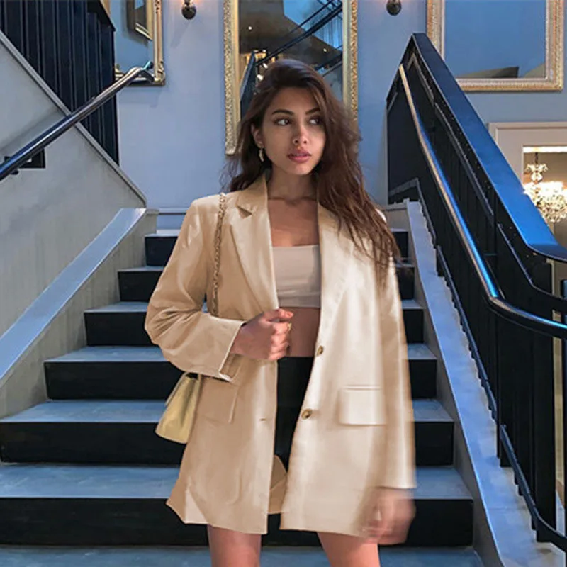 Fashion Women’s Coat Solid Color Personality Single-breasted Loose Long Sleeve Blazer Casual Women's Tailored Coat Streetwear
Fashion Women’s Coat Solid Color Personality Single-breasted Loose Long Sleeve Blazer Casual Women's Tailored Coat Streetwear
