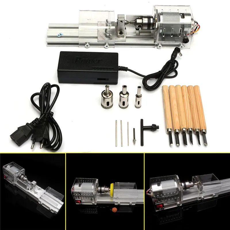Mini Lathe Beads Machine Woodwork DIY Lathe Standard Set with Power Carving Cutter Rotary Tool Wood Lathe DC 24V 80W
Mini Lathe Beads Machine Woodwork DIY Lathe Standard Set with Power Carving Cutter Rotary Tool Wood Lathe DC 24V 80W