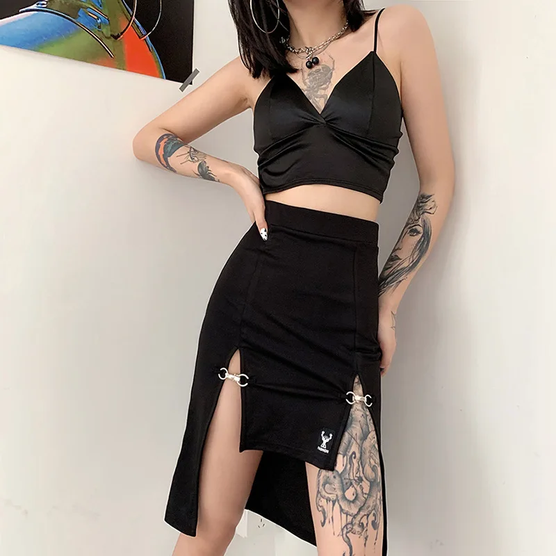 Mall Goth High Waist Black Skirts 2021 Women Dark Academia Ruched Midi Skirts Split Clubwear Punk Style Skirt Hip Hop Streetwear
Mall Goth High Waist Black Skirts 2021 Women Dark Academia Ruched Midi Skirts Split Clubwear Punk Style Skirt Hip Hop Streetwear
