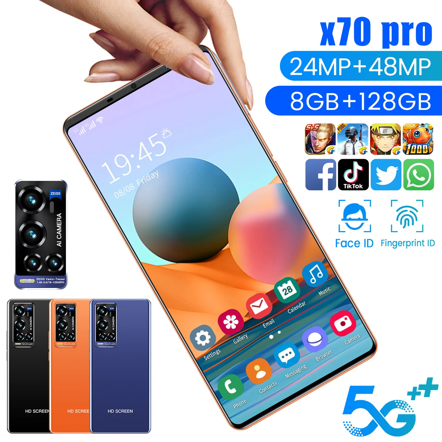 New Arrival 4G LTE 5G Smart Phone X70 Pro 6.1 Inch 8GB RAM 128GB ROM 4800mAh 10 Core Andriod 10.0 Fingerprint Unlock Cellphones
New Arrival 4G LTE 5G Smart Phone X70 Pro 6.1 Inch 8GB RAM 128GB ROM 4800mAh 10 Core Andriod 10.0 Fingerprint Unlock Cellphones