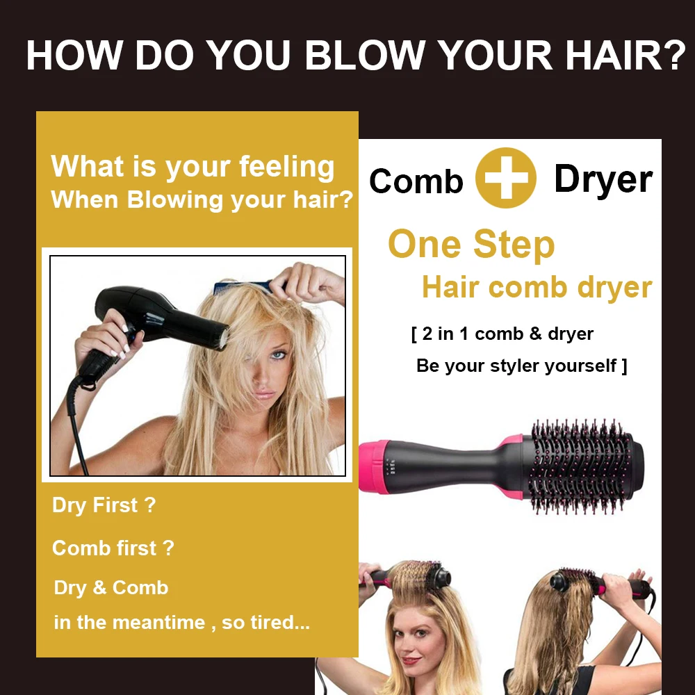 Dryers And Volumizer Blower Professional 2-in-1 Hair Dryers Hot Brush Blow Drier Hairbrush Styling Tools Styler 
Dryers And Volumizer Blower Professional 2-in-1 Hair Dryers Hot Brush Blow Drier Hairbrush Styling Tools Styler