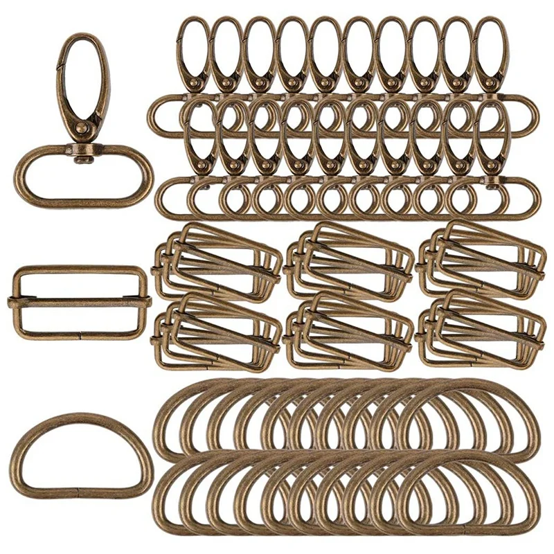 60Pcs 32mm Metal D Rings for Gags Swivel Snap Hooks Tri-Glide Buckles for Handbag Hardware (Bronze)
60Pcs 32mm Metal D Rings for Gags Swivel Snap Hooks Tri-Glide Buckles for Handbag Hardware (Bronze)