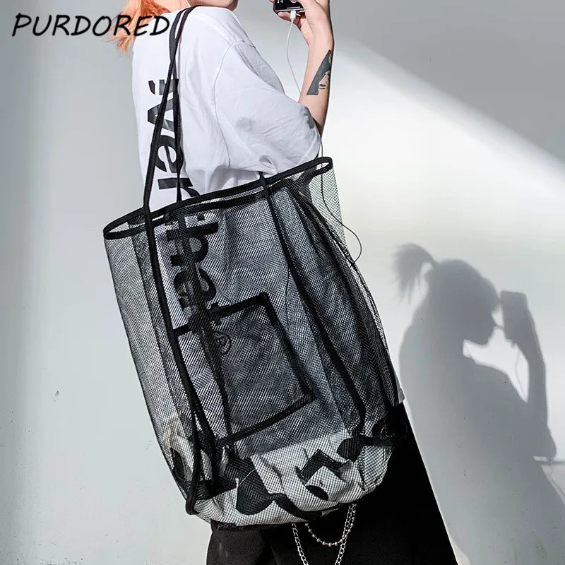 PURDORED 1 Pc Large Mesh Shopping Bag Reusable Transparent Fashion One Shoulder Beach Bag Mesh Hollow Shopping Bag Organizer
PURDORED 1 Pc Large Mesh Shopping Bag Reusable Transparent Fashion One Shoulder Beach Bag Mesh Hollow Shopping Bag Organizer