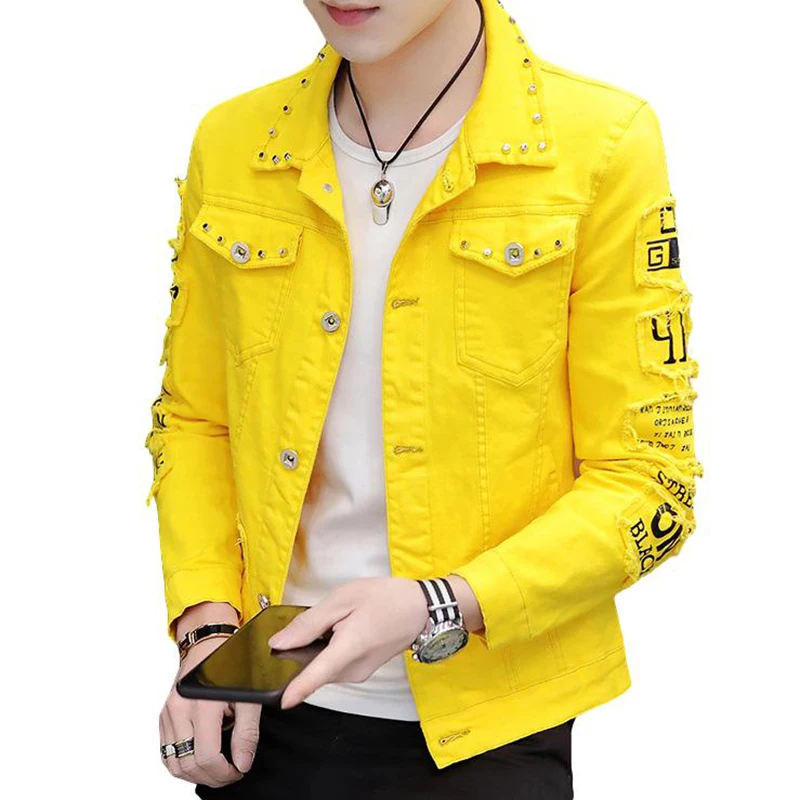 BANNAJI Harajuku Men`s Fashion Denim Jacket With Rivet Printed Studded Street Wear Slim Fit Letters Jeans Coat
BANNAJI Harajuku Men`s Fashion Denim Jacket With Rivet Printed Studded Street Wear Slim Fit Letters Jeans Coat