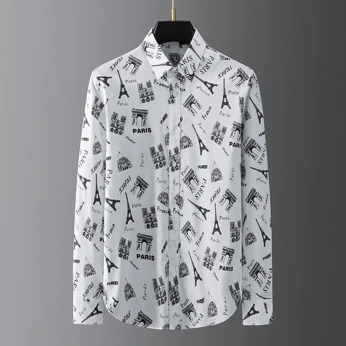 French style Paris Tower digital cotton direct-injection printing men's slim long-sleeved shirt button up shirt korean shirts
French style Paris Tower digital cotton direct-injection printing men's slim long-sleeved shirt button up shirt korean shirts