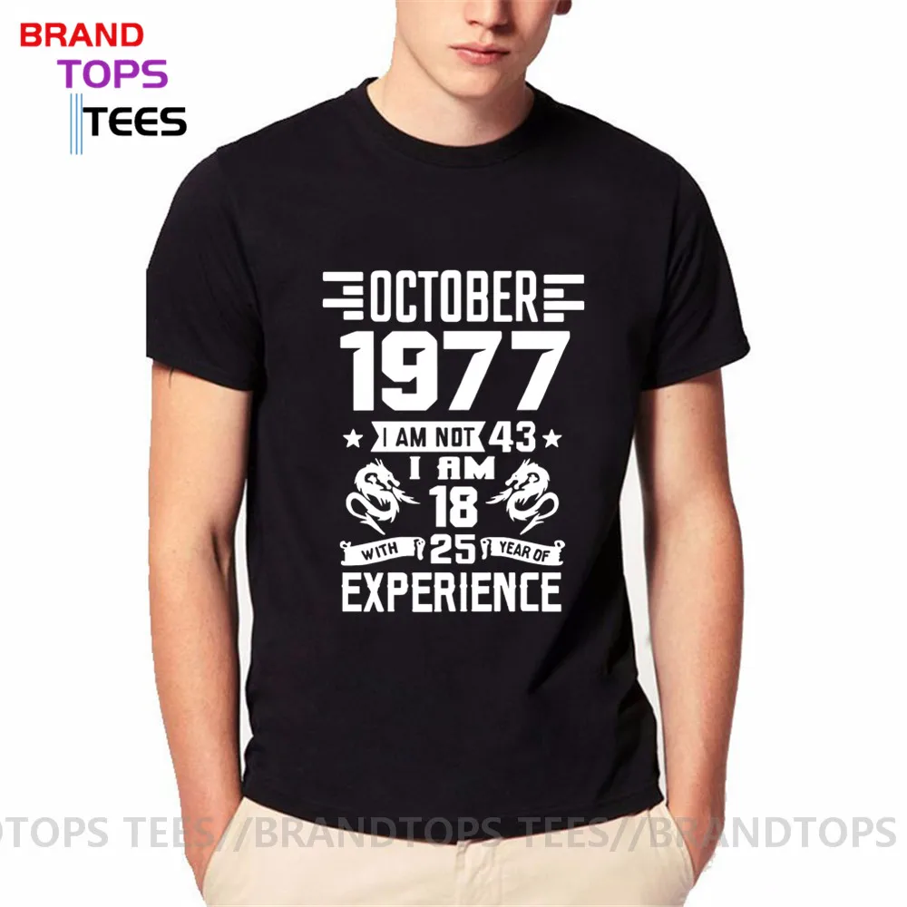 Vintage men cotton T-shirt classic Father's day is the best birthday gift T-shirt Best quality was born in October 1977
Vintage men cotton T-shirt classic Father's day is the best birthday gift T-shirt Best quality was born in October 1977