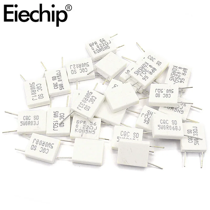 

10pcs BPR56 5W Non-inductive Ceramic Cement Resistor 0.01 0.015 0.02 0.03 0.05 0.1ohm 0.12R 0.15R 0.22R 0.25R 0.3R 0.47R 0.5R