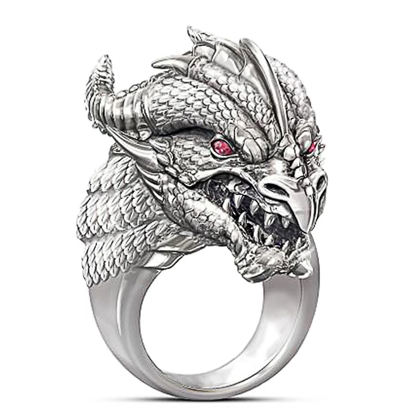 Sculpted Dragon Head Ring with Red Eyes for Men Punk Style Vintage Male Ring Party Finger Ring Men Rings Animal Jewelry
Sculpted Dragon Head Ring with Red Eyes for Men Punk Style Vintage Male Ring Party Finger Ring Men Rings Animal Jewelry