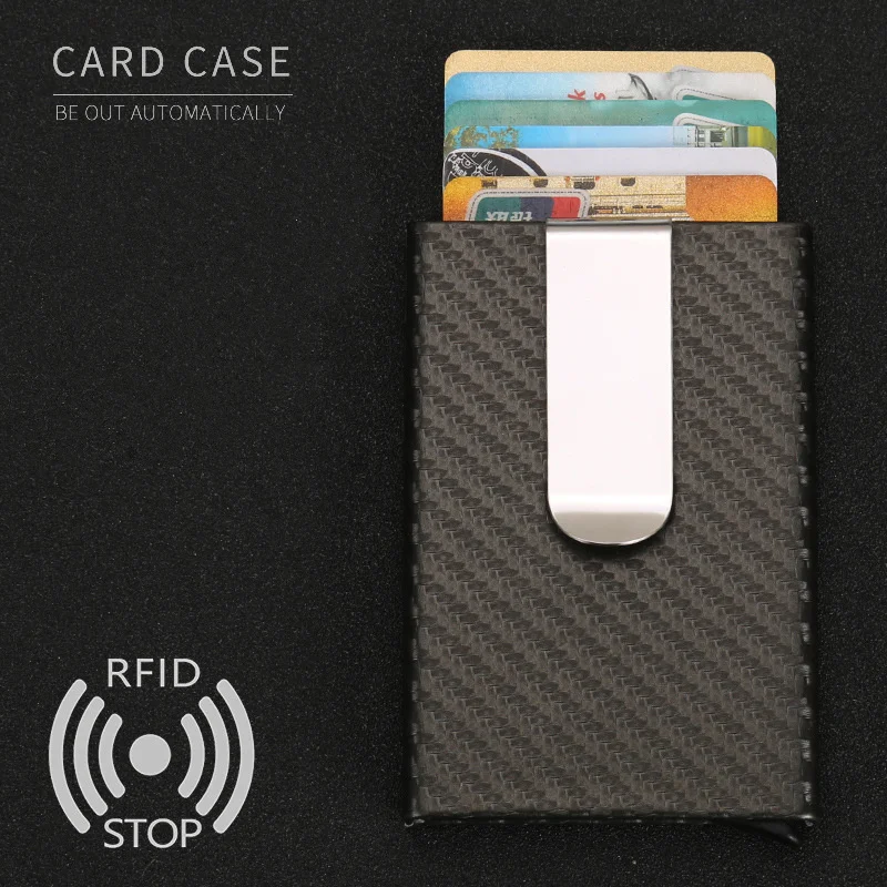 Hot Sale Carbon Fiber Card Holder ID Metal Credit Card Wallet Automatic Card Case Designer Aluminum RFID Cardholder Dropshipping
Hot Sale Carbon Fiber Card Holder ID Metal Credit Card Wallet Automatic Card Case Designer Aluminum RFID Cardholder Dropshipping