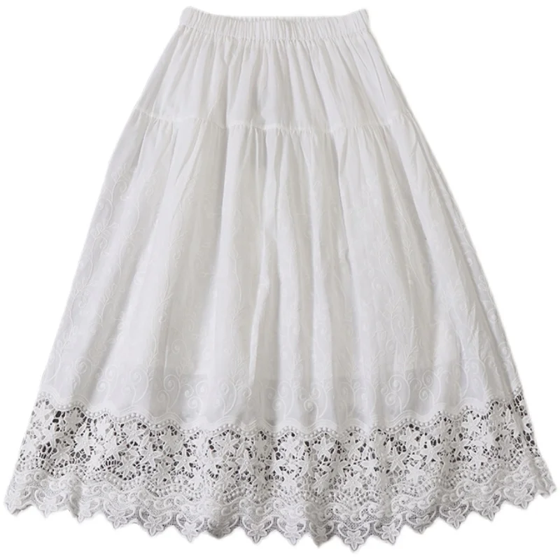 2021 New Spring Summer Women Cotton linen Skirt Japan Style Mori Girl Elastic Waist Hollow out Embroidery Women Skirt
2021 New Spring Summer Women Cotton linen Skirt Japan Style Mori Girl Elastic Waist Hollow out Embroidery Women Skirt