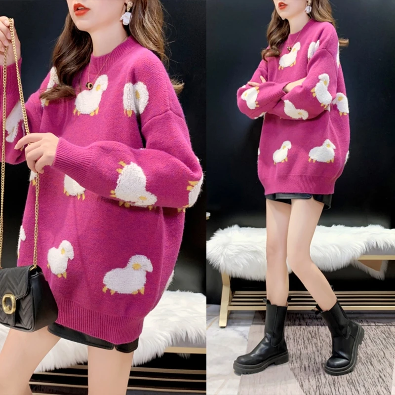 Women Autumn Cute Cartoon Sheep Sweater Long Sleeve Crew Neck Pullover Tunic Tops Harajuku Baggy Oversized Loose Knitwear Jumper
Women Autumn Cute Cartoon Sheep Sweater Long Sleeve Crew Neck Pullover Tunic Tops Harajuku Baggy Oversized Loose Knitwear Jumper
