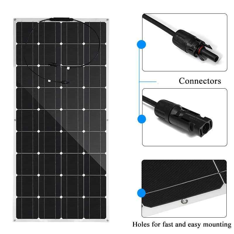 300W 18V Semi-flexible Solar Panel Cell Charger PET Coating Solar Panel Kit Complete for Camping Car RV Boat Smartphone Charger
300W 18V Semi-flexible Solar Panel Cell Charger PET Coating Solar Panel Kit Complete for Camping Car RV Boat Smartphone Charger