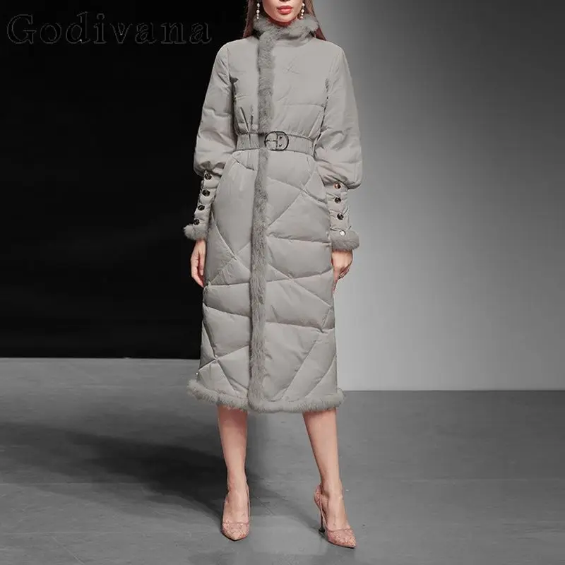 New Arrival Fur Stitching Slim-Fit Long White Duck Down Jacket Trendy Thickened Cinched Down Coat Parkas Winter Women Clothes
New Arrival Fur Stitching Slim-Fit Long White Duck Down Jacket Trendy Thickened Cinched Down Coat Parkas Winter Women Clothes