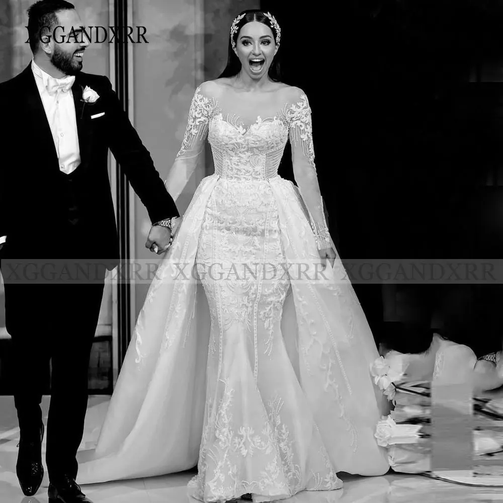 Luxury Mermaid Wedding Dress 2022 Long Sleeves Bridal Gown Lace Applique Overskirt White Formal Dubai Saudia Arabia Bride White
Luxury Mermaid Wedding Dress 2022 Long Sleeves Bridal Gown Lace Applique Overskirt White Formal Dubai Saudia Arabia Bride White