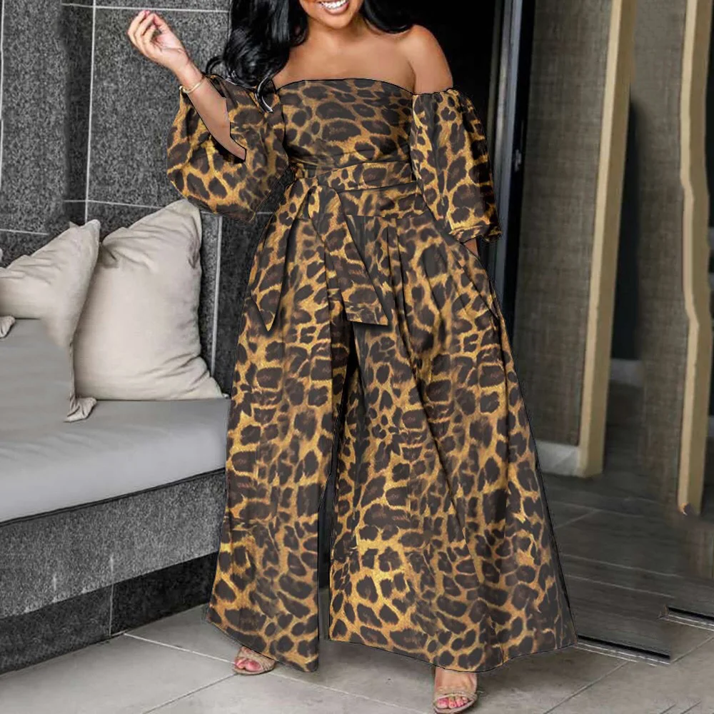 Bulks Items Wholesale Loose Jumpsuits Leopard Print High Waisted Off The Shoulder Wide Leg Pants Fashion Elegant Rompers Clothes
Bulks Items Wholesale Loose Jumpsuits Leopard Print High Waisted Off The Shoulder Wide Leg Pants Fashion Elegant Rompers Clothes