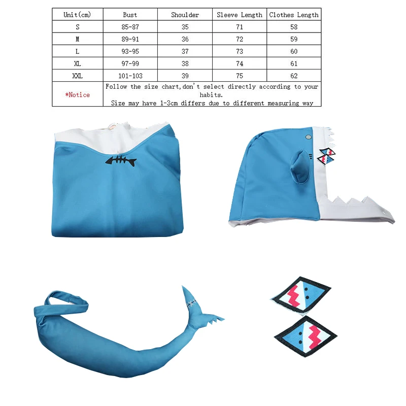 RANMO Hololive Gawr Gura Cosplay Costume ENG Shark Costume for Women Halloween Youtuber Cosplay Full Set with Tail
RANMO Hololive Gawr Gura Cosplay Costume ENG Shark Costume for Women Halloween Youtuber Cosplay Full Set with Tail