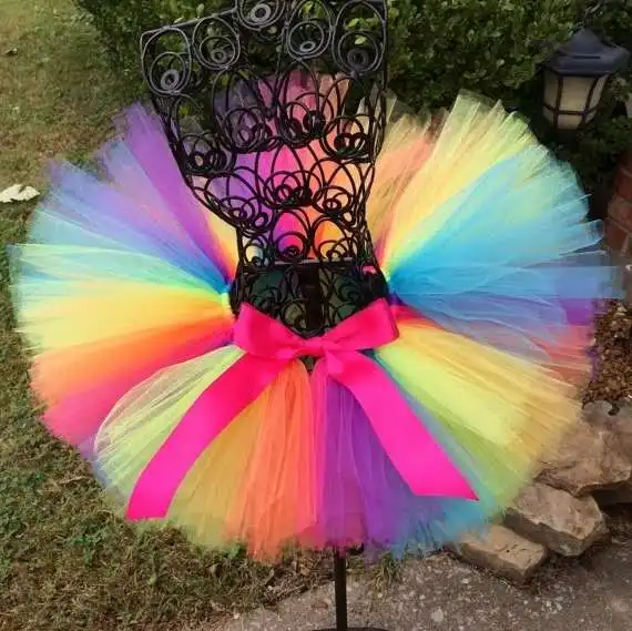 Rainbow Tutu Skirt Baby Girls Handmade Tulle Skirts Ballet Dance Pettiskirts Tutus with Pink Ribbon Bow Kids Party Costume Skirt
Rainbow Tutu Skirt Baby Girls Handmade Tulle Skirts Ballet Dance Pettiskirts Tutus with Pink Ribbon Bow Kids Party Costume Skirt