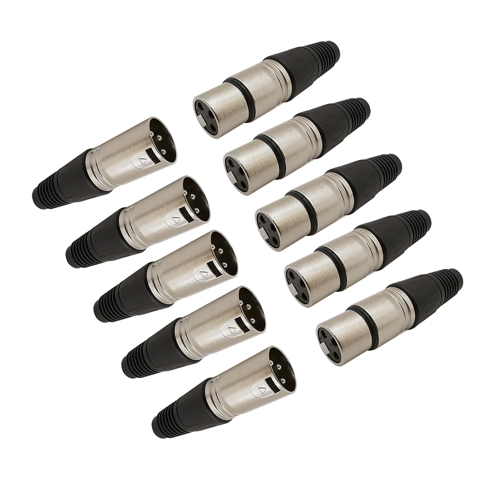 

10Pcs 3-Pin XLR Female Male Microphone Audio Cable Wire Connector Plug Cable Terminal for Mic Solder Connector