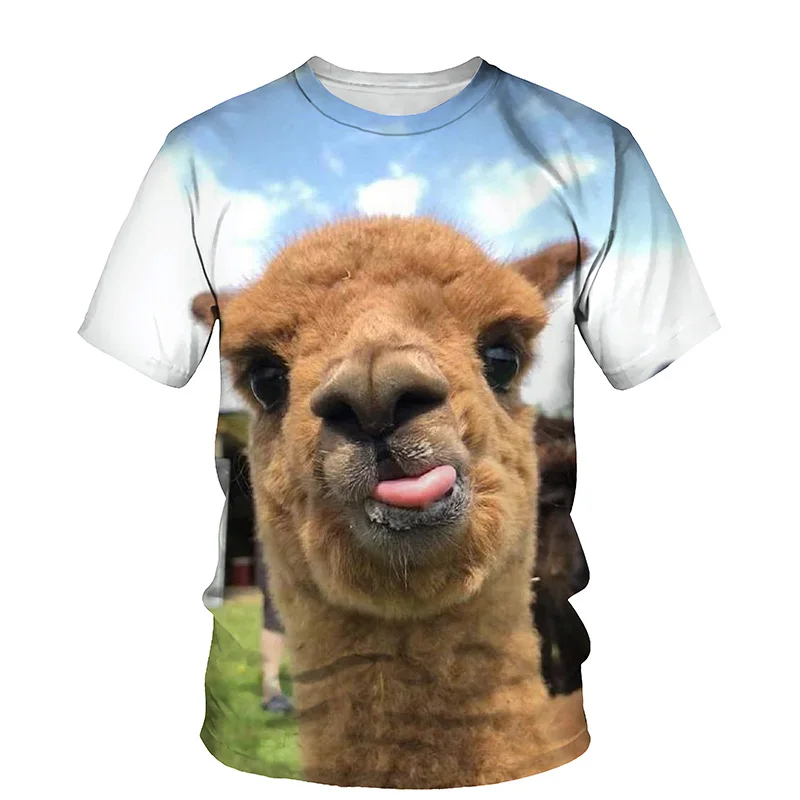 

Cute Alpaca 3D Print T-shirt Women 2021 Summer O Neck Short Sleeve Tees Tops Funny Outfit Style Female Clothes Casual T-shirts
