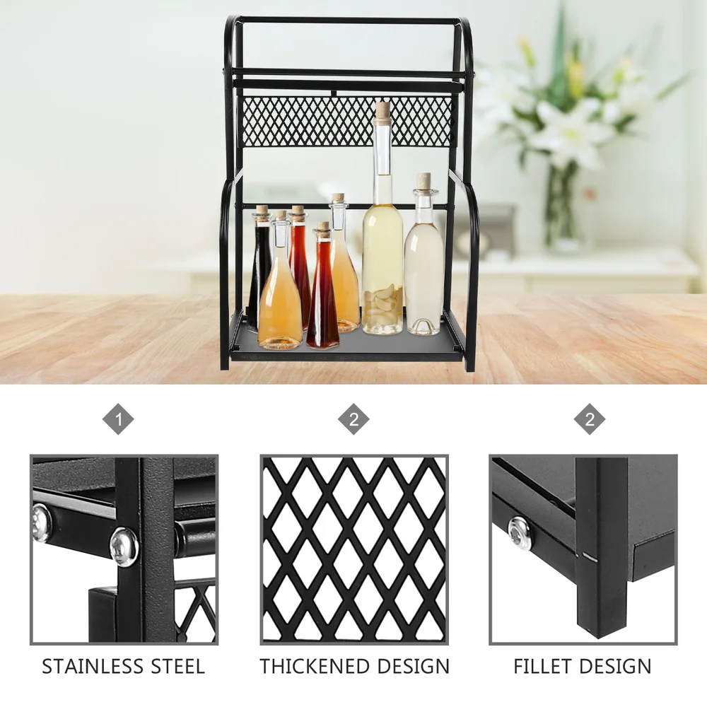 1Pc Double-layer Seasoning Storage Rack Condiment Bottle Container (Black)
1Pc Double-layer Seasoning Storage Rack Condiment Bottle Container (Black)