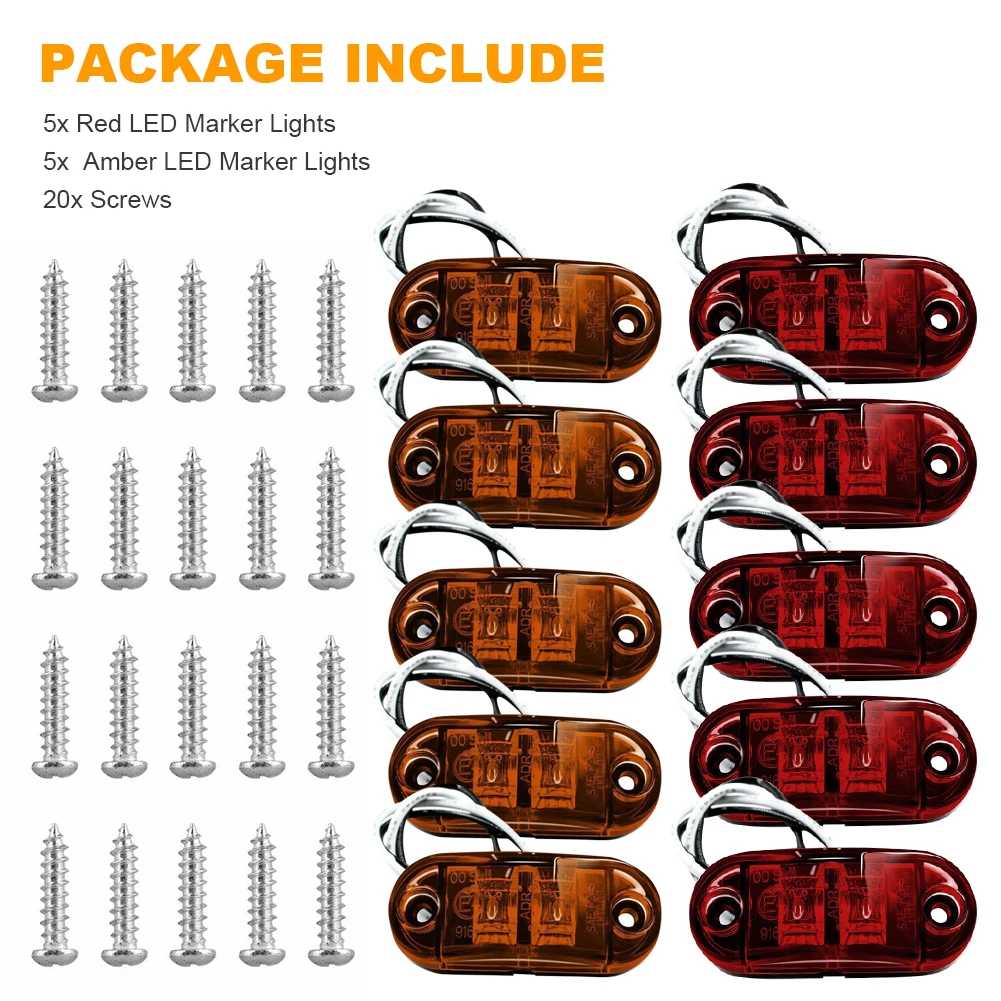 5pcs Amber and 5pcs Red LED Car Side Marker Lights for Trailer Truck Pickup RV Oval 2.5"
5pcs Amber and 5pcs Red LED Car Side Marker Lights for Trailer Truck Pickup RV Oval 2.5"