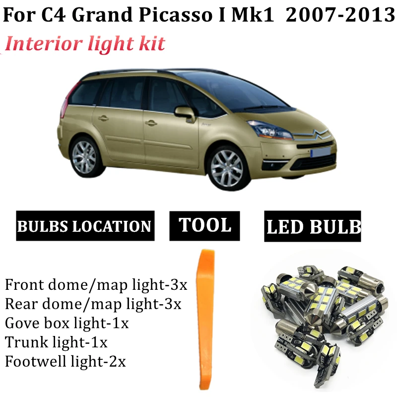 12x Canbus Bulb Car LED Interior Light Package Kit Fit For 2007-2013 Citroen C4 Grand Picasso I Mk1 Cargo Glove Box Lamp
12x Canbus Bulb Car LED Interior Light Package Kit Fit For 2007-2013 Citroen C4 Grand Picasso I Mk1 Cargo Glove Box Lamp