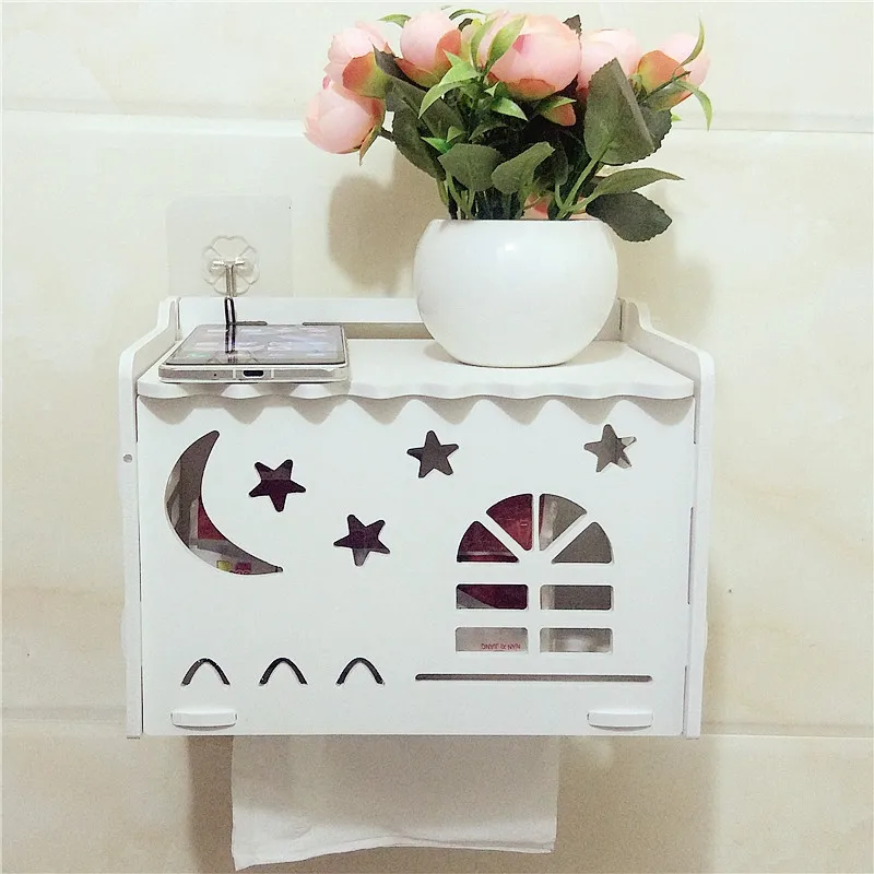 

Toilet toilet wall-hung tissue box free punch toilet toilet paper holder suction wall bathroom shelf LO510428